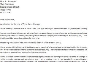 Sale Manager Cover Letter Field Sales Manager Cover Letter Example Icover org Uk