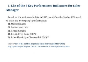 Sales Key Performance Indicators Template Examples Of Key Performance Indicators for Sales Manager