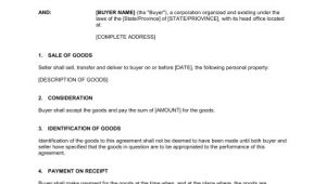 Sales Of Goods Contract Template Contract for the Sale Of Goods Template Sample form