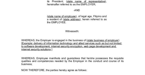 Sample Contract Of Employment Template Ireland Contract Of Employment Probationary Employee