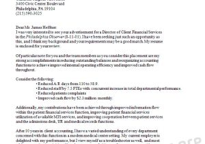 Sample Cover Letter Financial Services Director Of Client Financial Services Cover Letter Sample
