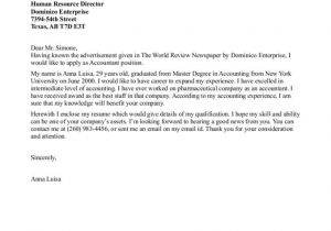 Sample Cover Letter for Accounting Position with No Experience Cover Letter for Accounting Internship Resume Badak