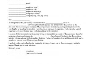 Sample Cover Letter for Accounts Receivable Position Accounts Receivable Cover Letter Samples