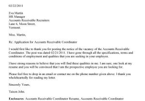 Sample Cover Letter for Accounts Receivable Position Oshibori Info New Resume Example