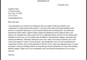 Sample Cover Letter for An Accountant Professional Senior Accountant Cover Letter Sample
