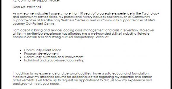 Sample Cover Letter for Community Support Worker Community Support Worker Cover Letter Sample Cover