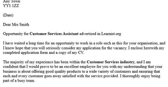 Sample Cover Letter for Customer Service assistant Cover Letter Examples for Customer Service assistant