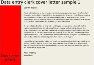 Sample Cover Letter for Data Entry Clerk Position Data Entry Clerk Cover Letter
