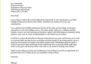 Sample Cover Letter for Early Childhood Educator Early Childhood Educator Cover Letter Letter Of