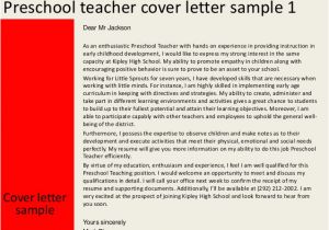 Sample Cover Letter for Early Childhood Teaching Position Preschool Teacher Cover Letter