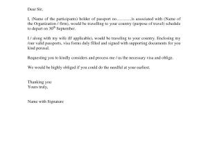 Sample Cover Letter for Embassy Job Sample Letter for Visa Application to Embassy