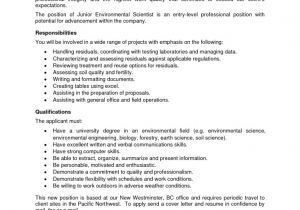 Sample Cover Letter for Environmental Internship Cover Letter for Environmental Engineering Internship