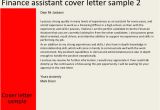 Sample Cover Letter for Finance assistant Position Finance assistant Cover Letter