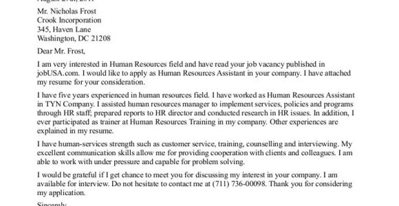 Sample Cover Letter for Hr Internship Human Resources Internship Cover Letter the Letter Sample