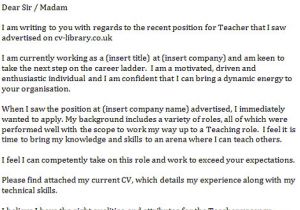 Sample Cover Letter for Online Teaching Position Cover Letter for A Teacher Icover org Uk