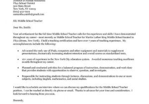 Sample Cover Letter for Online Teaching Position Middle School Teacher Cover Letter Middle School English