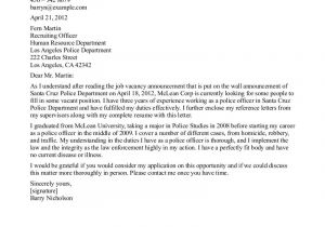 Sample Cover Letter for Police Officer with No Experience Cover Letter for Police Department the Letter Sample