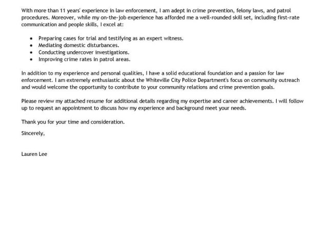 police officer cover letter with no experience