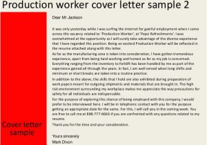 Sample Cover Letter for Production Worker Production Worker Cover Letter