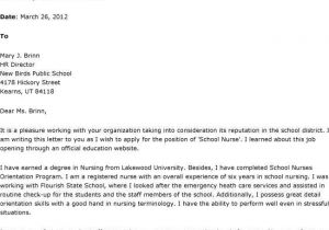 Sample Cover Letter for School Nurse Position Cover Letter for School Nurse Position