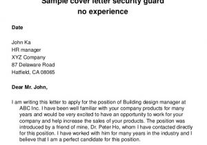 Sample Cover Letter for Security Guard with No Experience Sample Cover Letter Security Guard No Experience