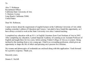 Sample Cover Letter for Teaching Position at University Cover Letter for University Job the Letter Sample