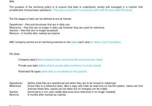 Sample Email Archive Policy Template Archiving Policy Template