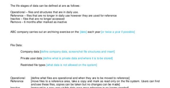 Sample Email Archive Policy Template Archiving Policy Template