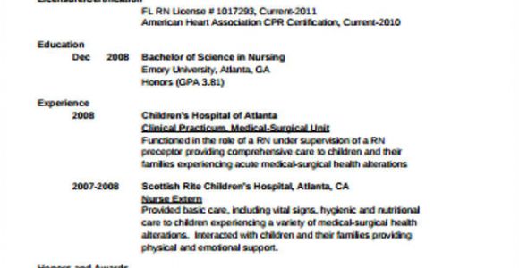 Sample Graduate Nurse Resume 4 Sample Graduate Nurse Resume Examples In Word Pdf