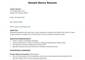 Sample Letter Of Resume to Work Babysitter Resume Sample Template Learnhowtoloseweight Net