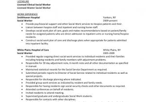 Sample Letter Of Resume to Work Summary Sample Hospital social Work Resume Examples with