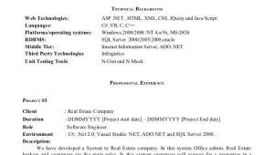 Sample Net Resumes for Experienced Net Experience Resume Sample