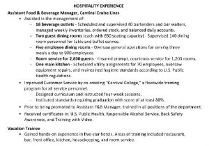 Sample Objective In Resume for Hotel and Restaurant Management Resume Sample Hotel Management Trainee