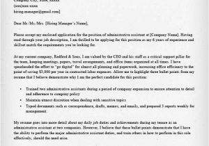 Sample Of A Cover Letter for Administrative assistant Administrative assistant Executive assistant Cover