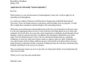 Sample Of A Cover Letter for An Internship Example Cover Letter for Internship Example Cover Letter