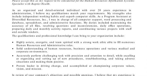 Sample Of Cover Letter for Human Resource Position Human Resource Cover Letter Sample Sample Cover Letters