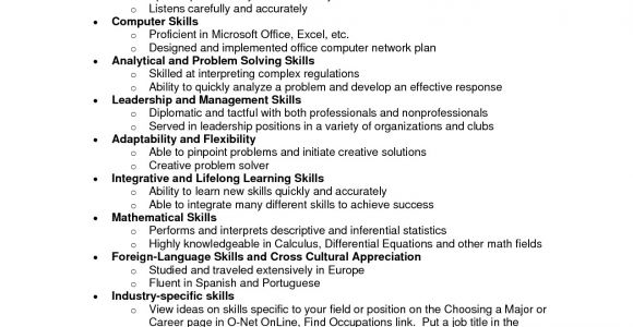 Sample Of Key Skills In Resume Resume Skills List Examples the Best Resume