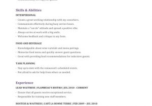 Sample Of Resume for Waitress Position Free Server Resume Example