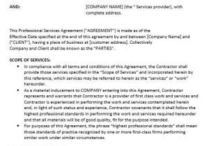 Sample Professional Services Contract Template 11 Free Sample Professional It Service Agreement Templates