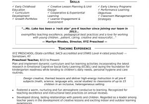 Sample Profile for Teacher Resume Preschool Teacher Resume Sample Monster Com