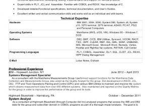Sample Resume for 2 Years Experience In Mainframe Bill Schuck Mainframe Programmer 2013 Resume