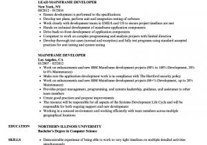 Sample Resume for 2 Years Experience In Mainframe Nice Sample Resume for Experienced Mainframe Developer
