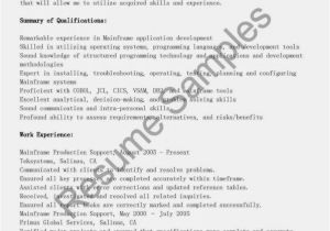 Sample Resume for 2 Years Experience In Mainframe Printable Sample Resume for Mainframe Production Support