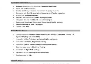 Sample Resume for 2 Years Experience In Manual Testing Sample Resume for Manual Testing Professional Of 2 Yr