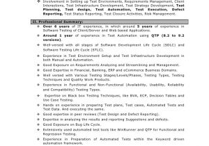 Sample Resume for 2 Years Experience In Net Sample Resume for 2 Years Experience In Manual Testing Qtp