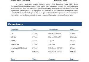 Sample Resume for 2 Years Experience In Net Sql Server Developer Ssis Ssrs Bi Developer T Sql with 2