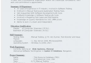 Sample Resume for 3 Years Experience In Manual Testing Manual Testing 3 Years Experience Sample Resumes Terrific