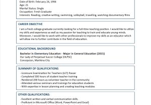 Sample Resume for A Fresh Graduate Sample Resume format for Fresh Graduates Two Page format