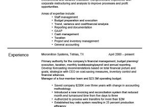Sample Resume for Accountant with Experience Sample Accounting Resumes Lovetoknow