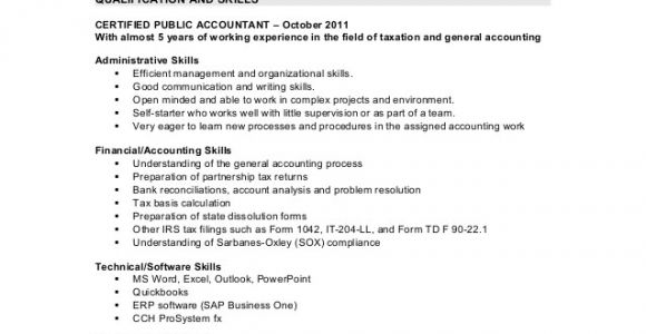 Sample Resume for Accountants In the Philippines Sample Cpa Resume Philippines Krida Info